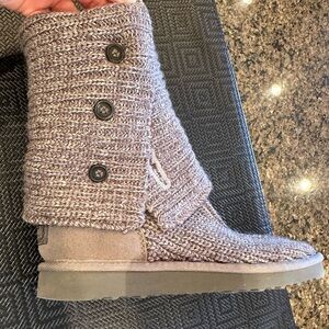 UGG Classic Cardy Gray Sweater Fold Over Boots NWOT